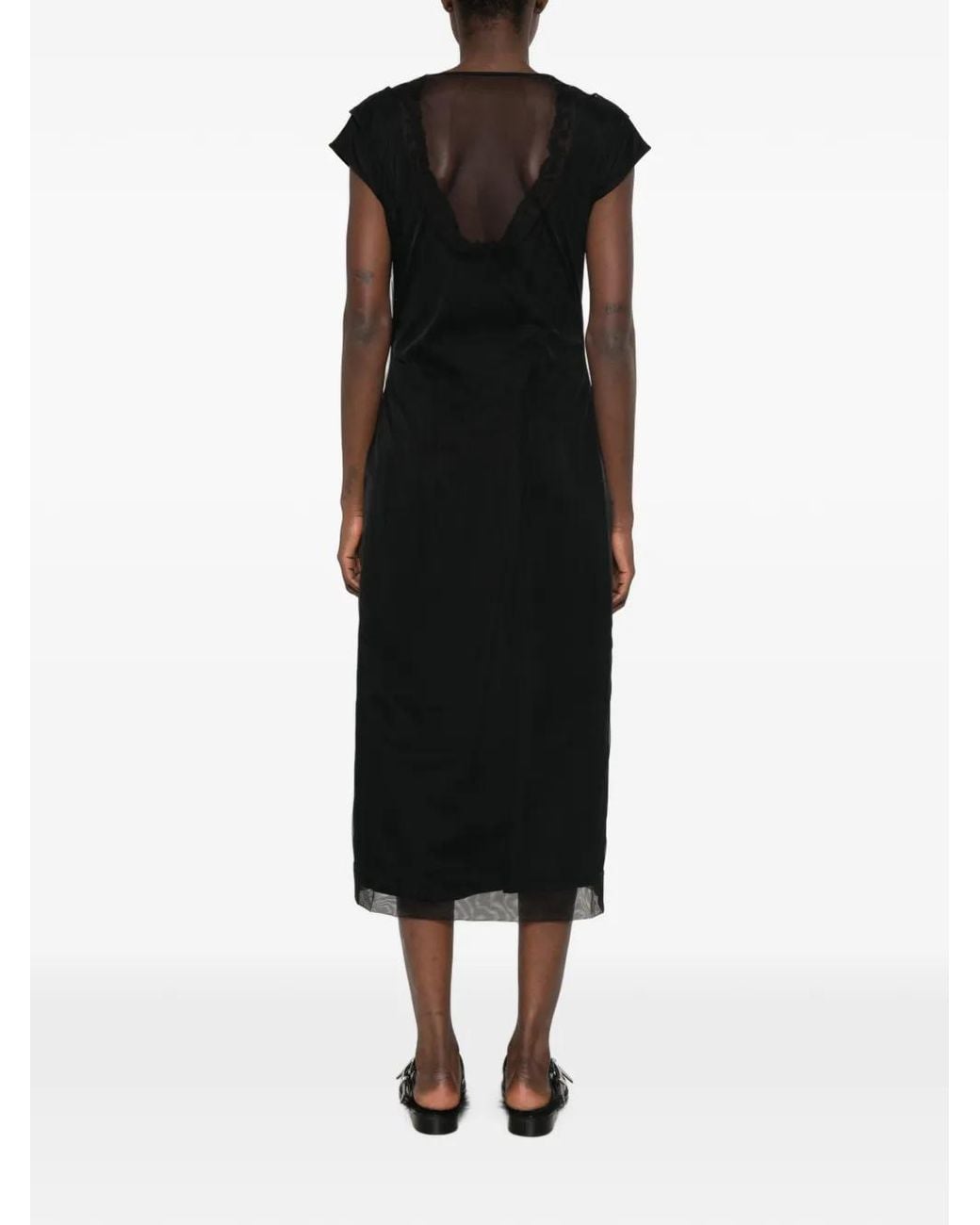 Simone Rocha Black Crystal-Embellished Lace-Trim Midi Dress