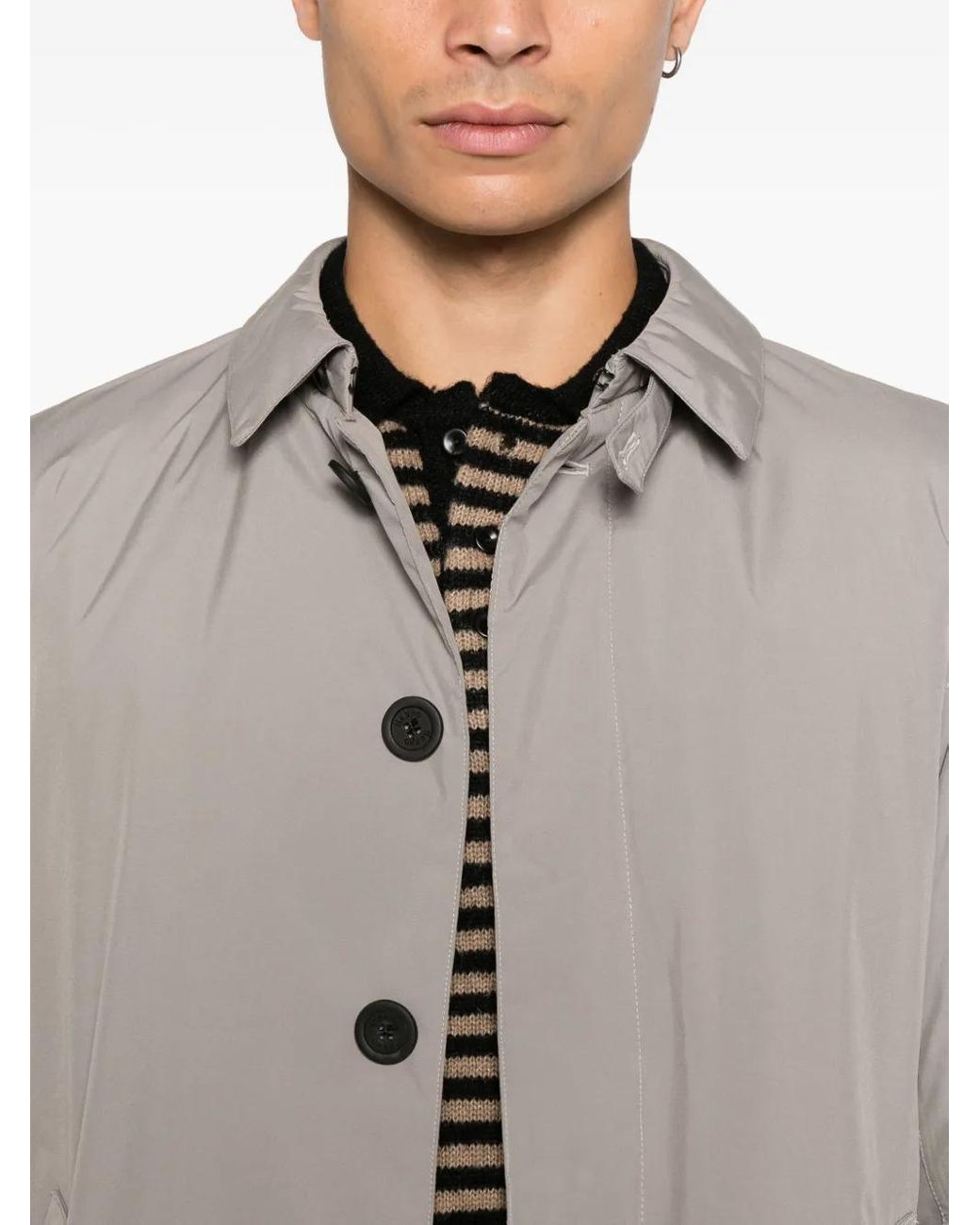 Herno Gray Buttoned Coat for men