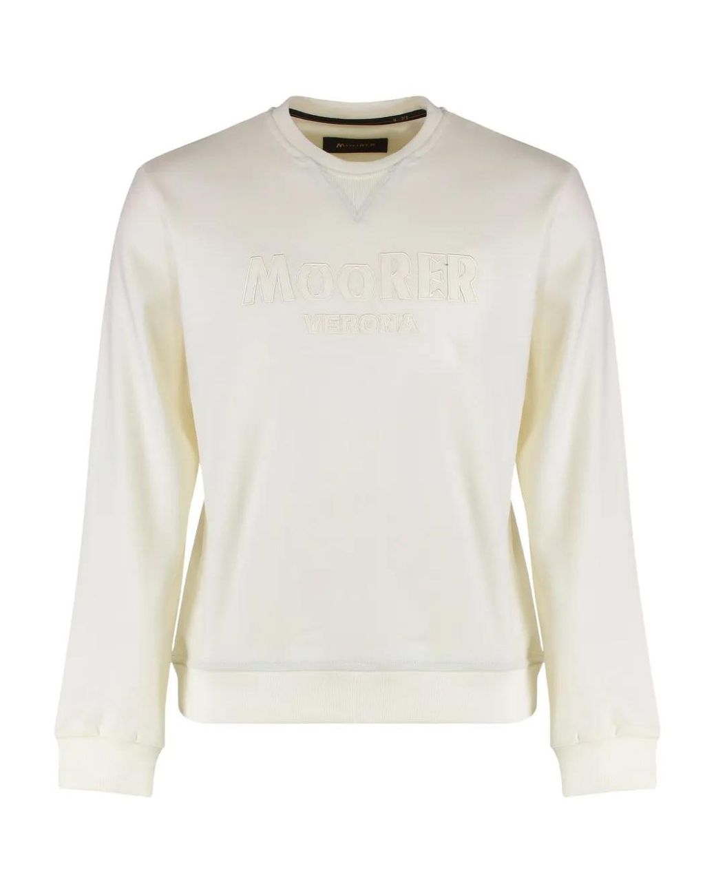 Moorer White Ribbed-Knit Wool Sweater for men