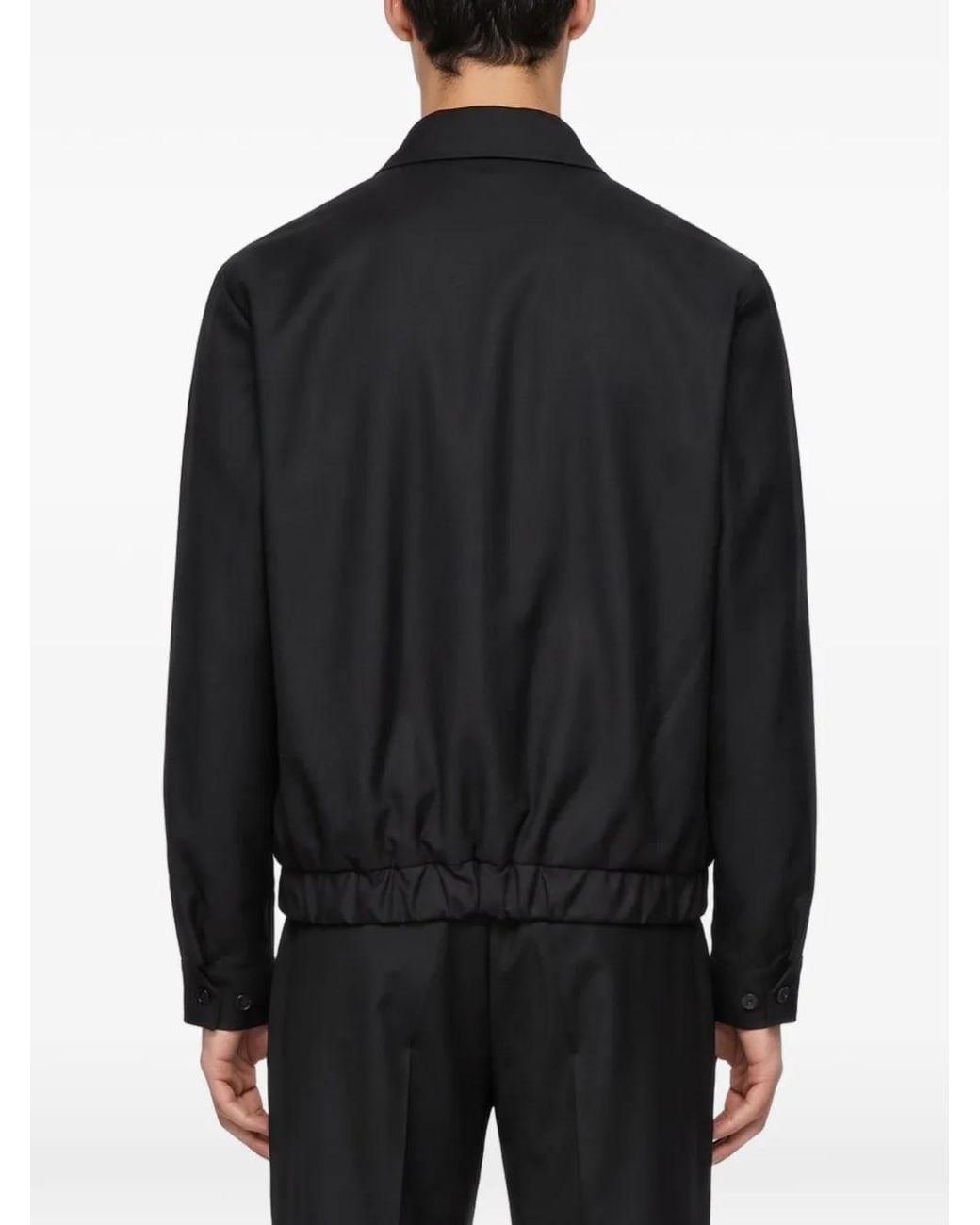 Grayed Blue Elasticated-Hem Pocket-Detail Coat for men