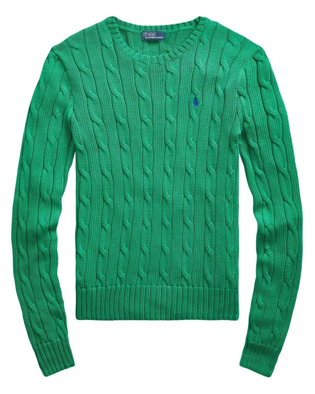 Polo Ralph Lauren Green Cable-Knit Cotton Sweatshirt