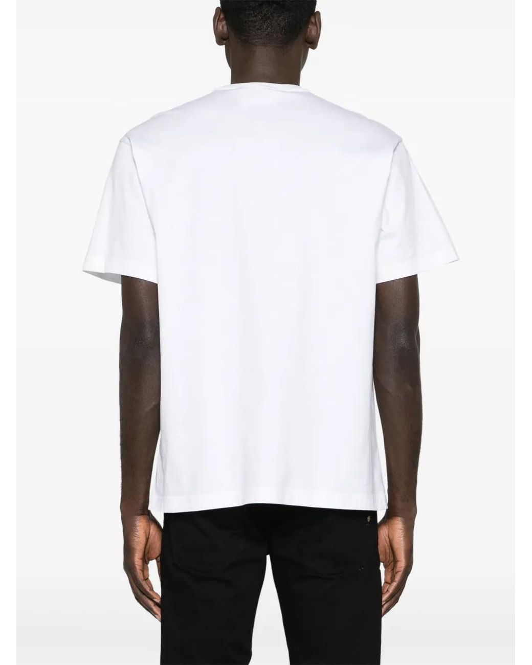 Versace Jeans Couture White Logo-Print Cotton T-Shirt for men