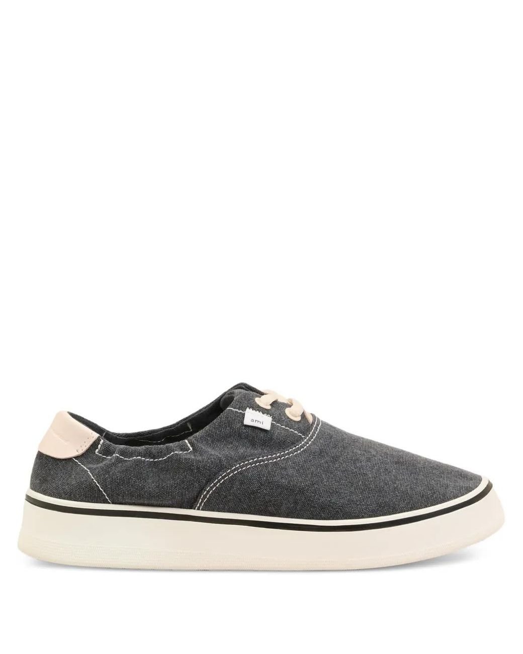 AMI Gray Tennis Washed-Effect Sneakers