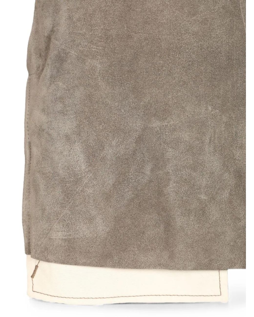 Rick Owens Natural Fog Cut Layered Suede Mini Skirt