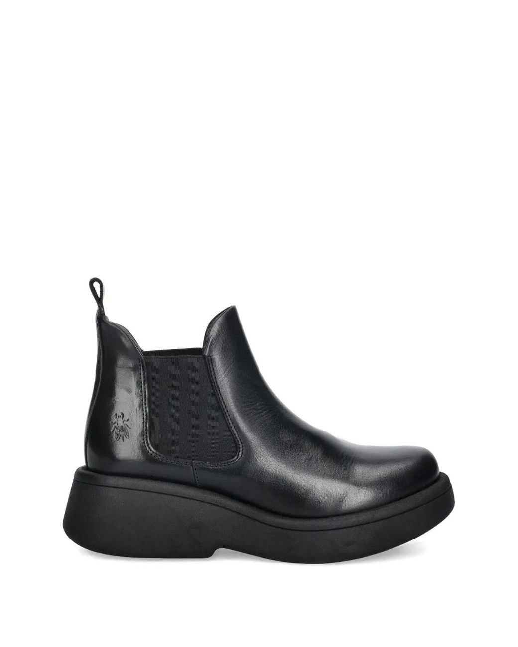 Fly London Black Logo-Detail Chelsea Boots