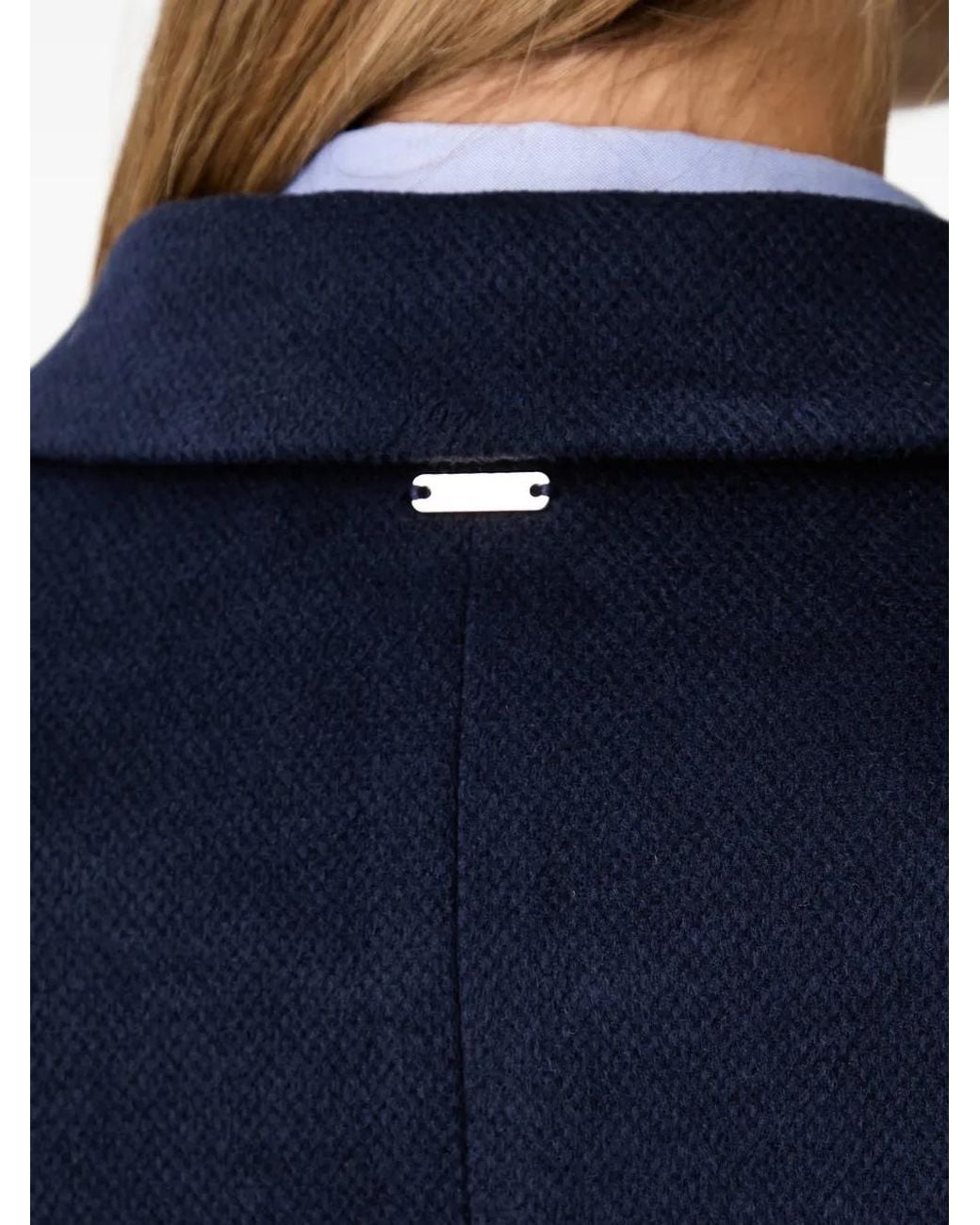 Fracomina Blue Manteau À Revers Crantés Et Détail D'Anneau