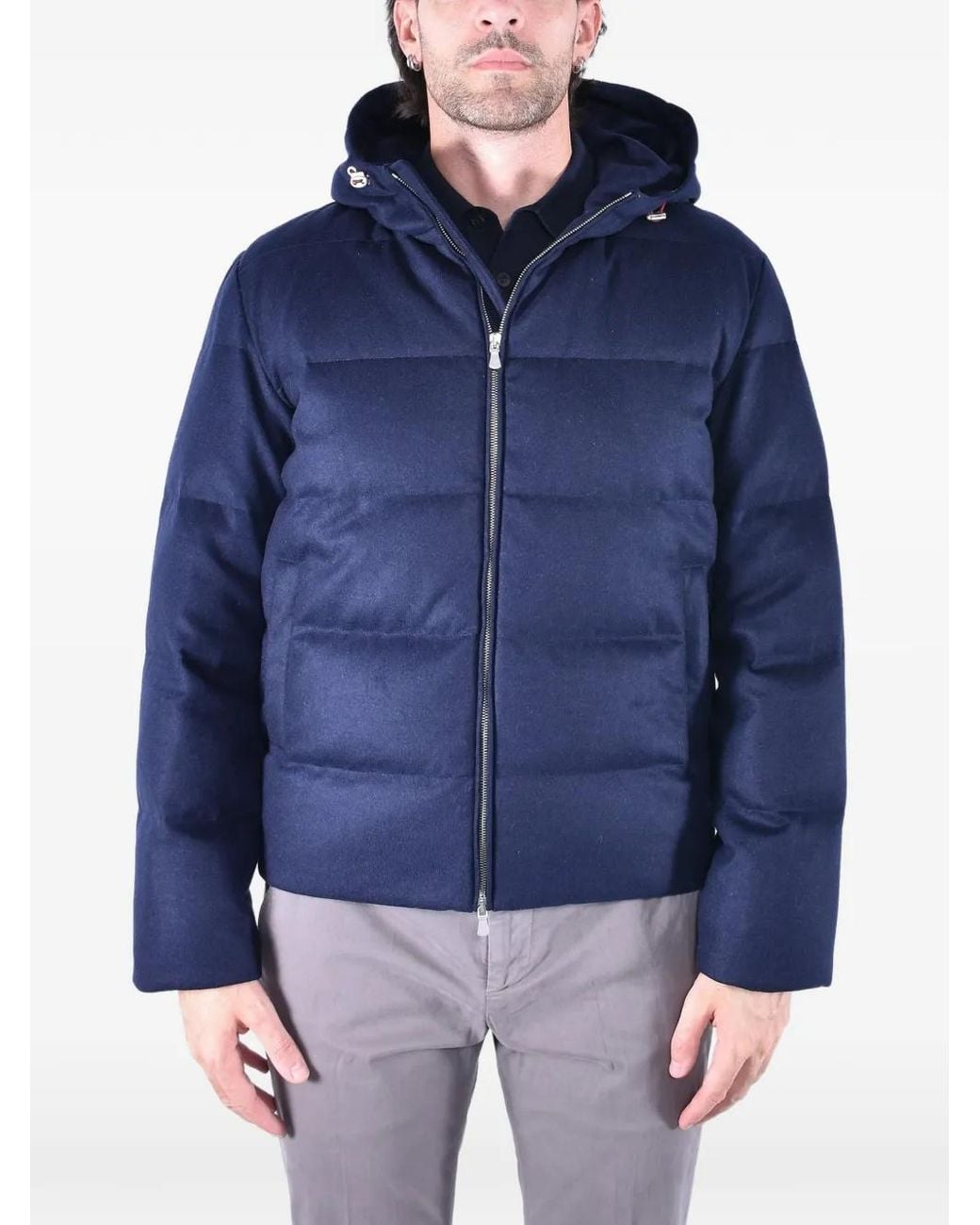 Eleventy Blue Hooded Padded Coat for men