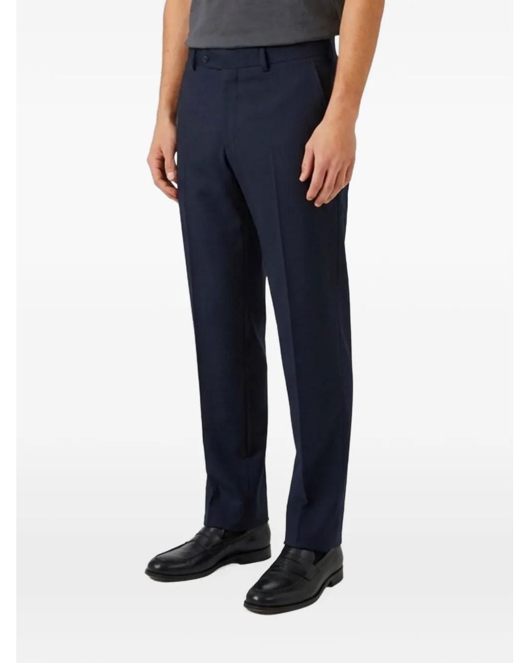 PT Torino Blue Michael Herringbone-Pattern Trousers for men