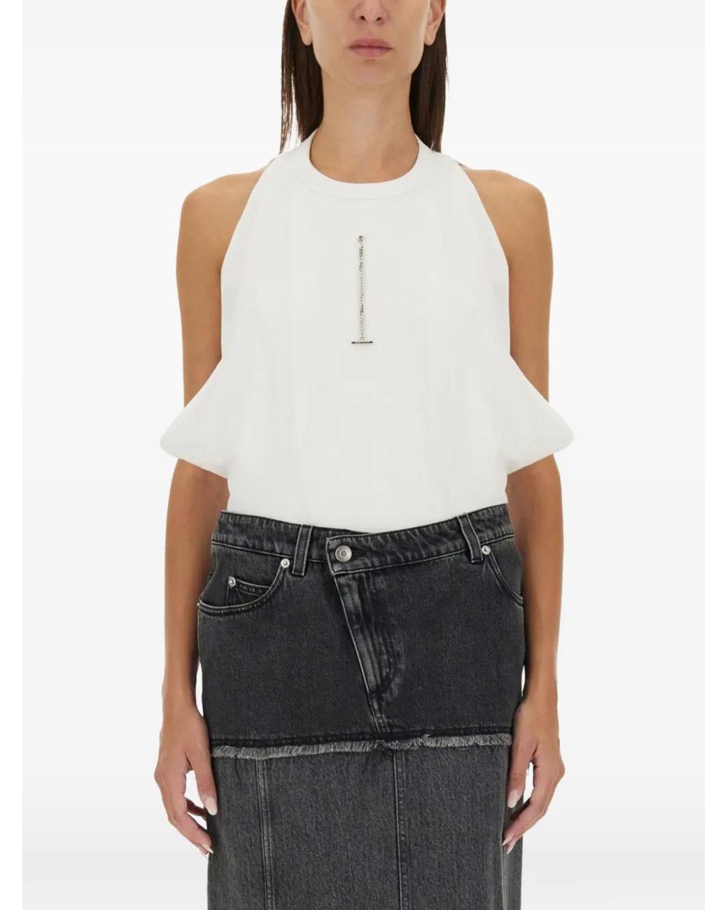 McQueen White T-Bar Ribbed Tank Top