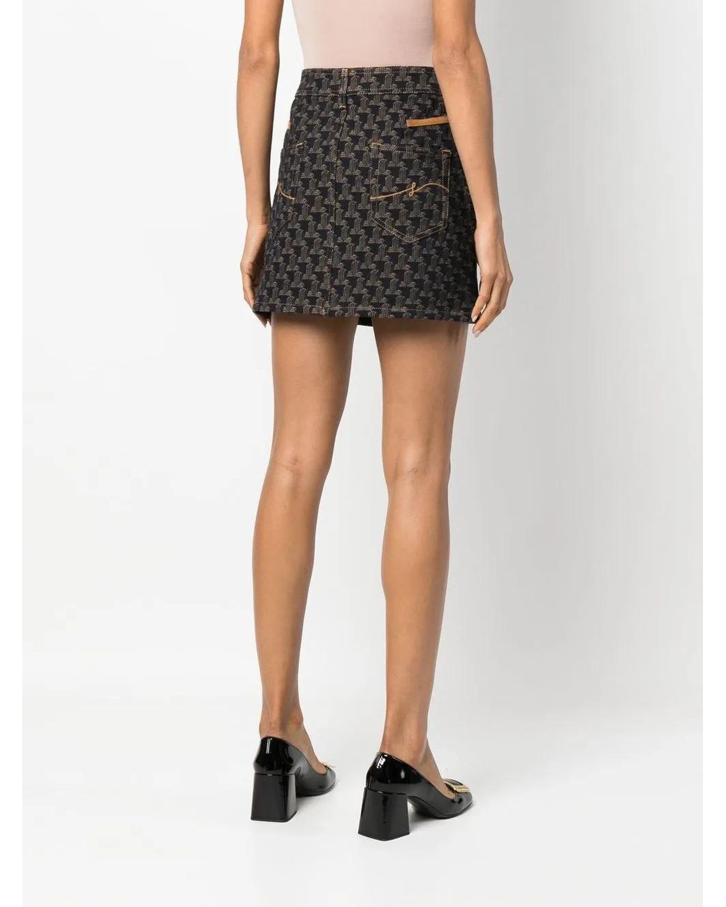 Lanvin Black Logo-Jacquard Denim Skirt