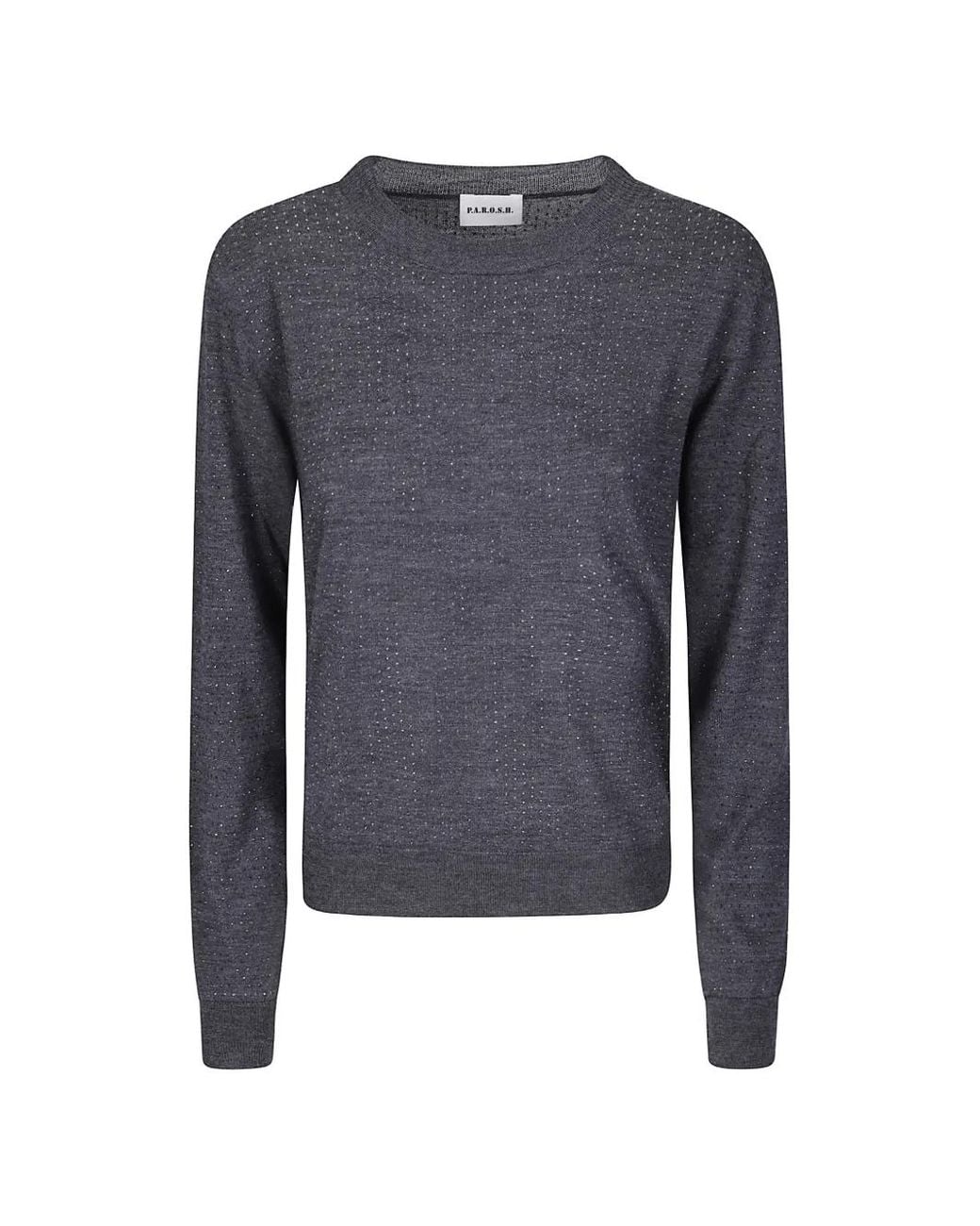 P.A.R.O.S.H. Blue Crystal-Embellished Wool Sweater