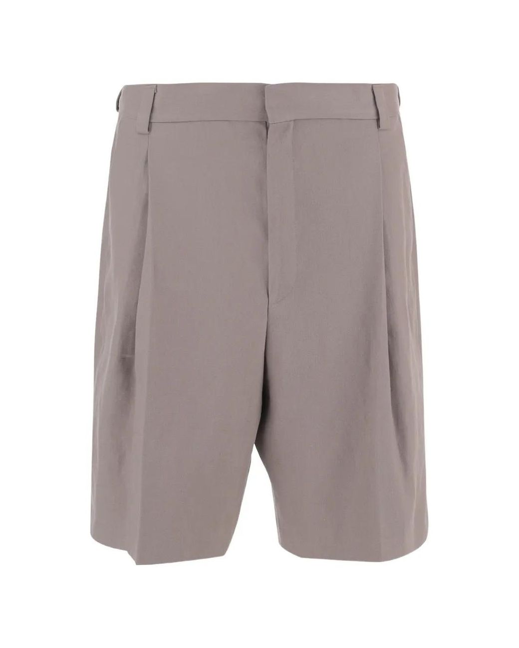 Boss Gray Pleats Hemp Shorts for men