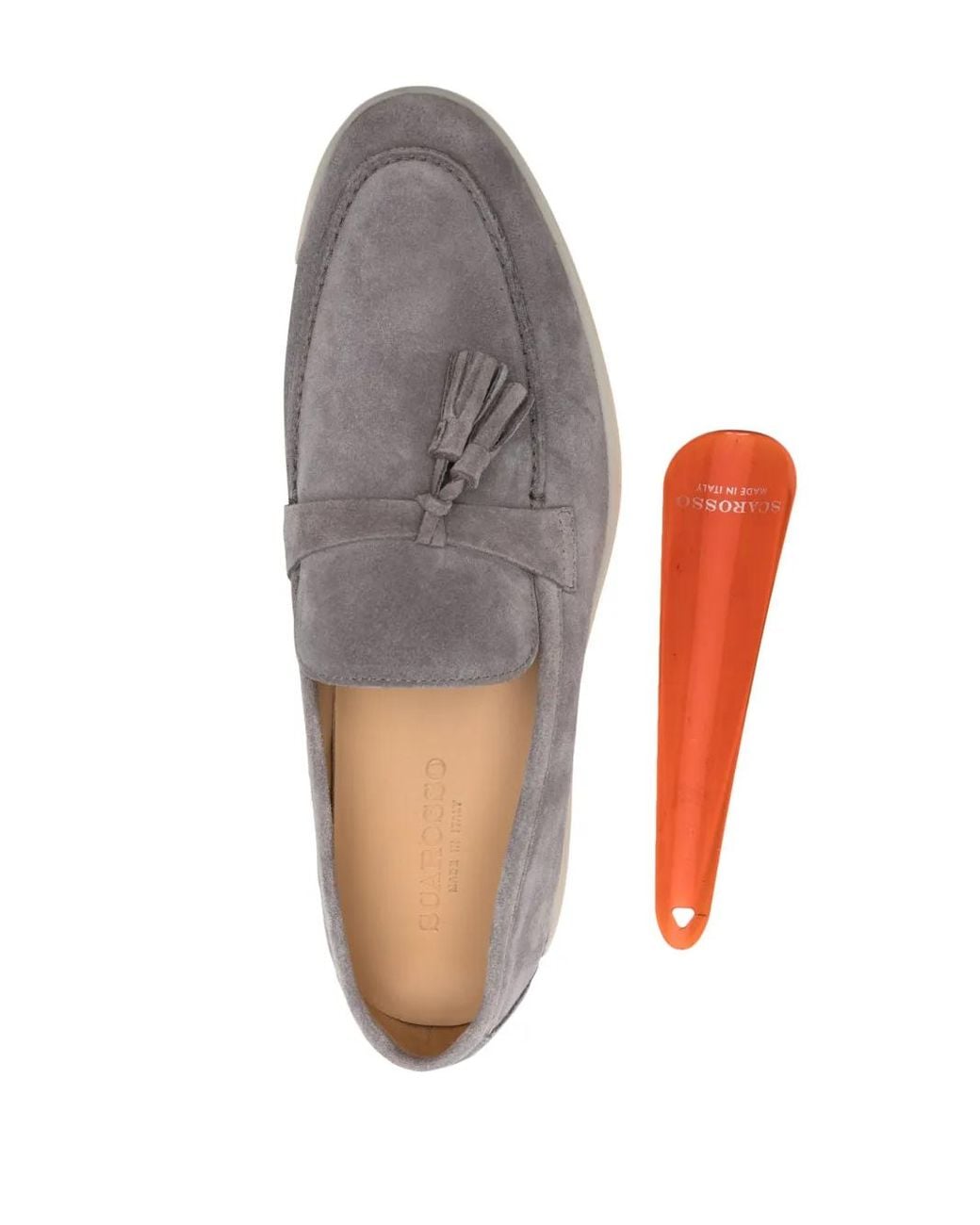 Scarosso Gray Leandro Tassel-Detail Suede Loafers for men