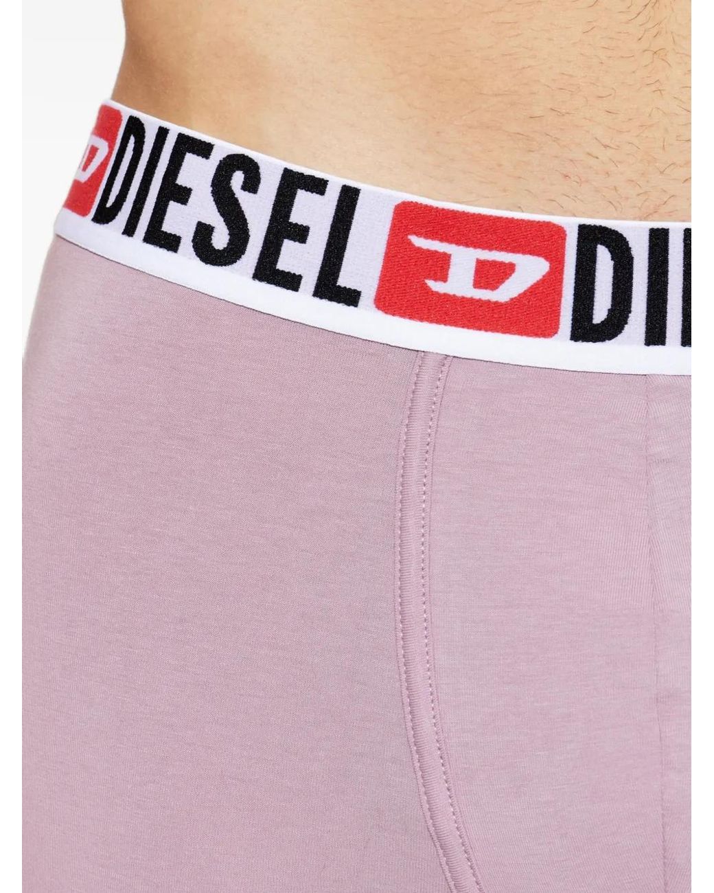 DIESEL White Umbx- Damien Pack Of Three Logo-Waistband Striped-Pattern Boxer Briefs for men