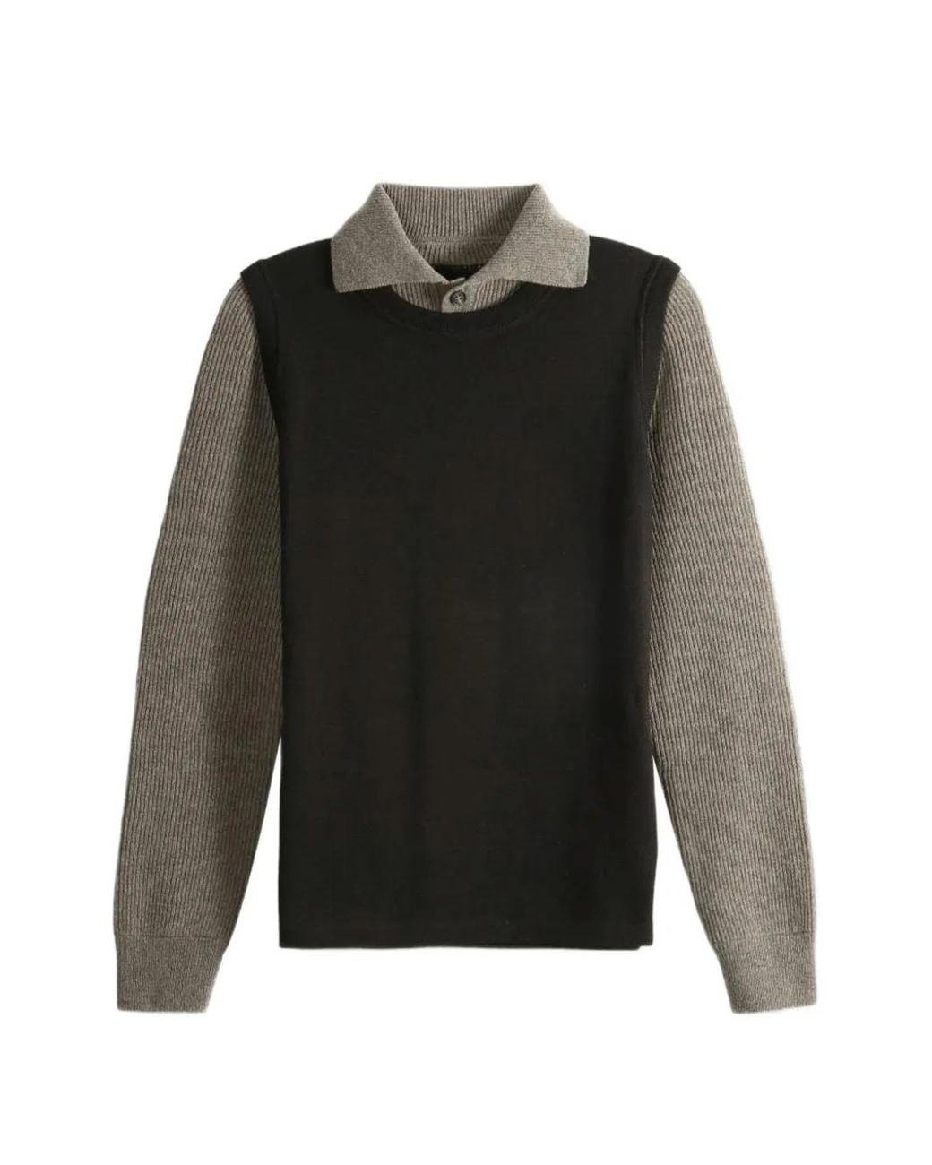 MM6 by Maison Margiela Black Layered-Effect Ribbed-Sleeve Sweater for men