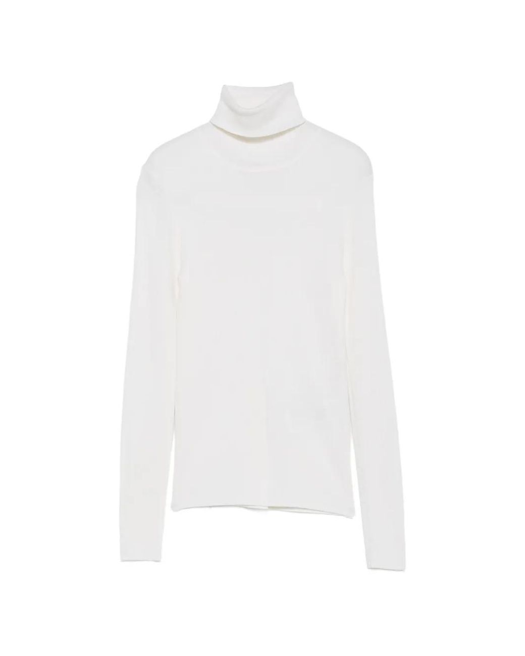 P.A.R.O.S.H. White Ribbed-Knit Roll-Neck Sweater
