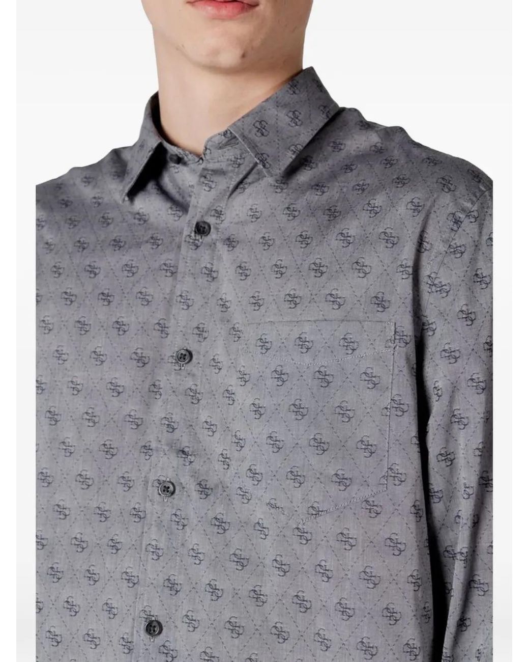 Guess Gray Chemise À Imprimé Graphique for men