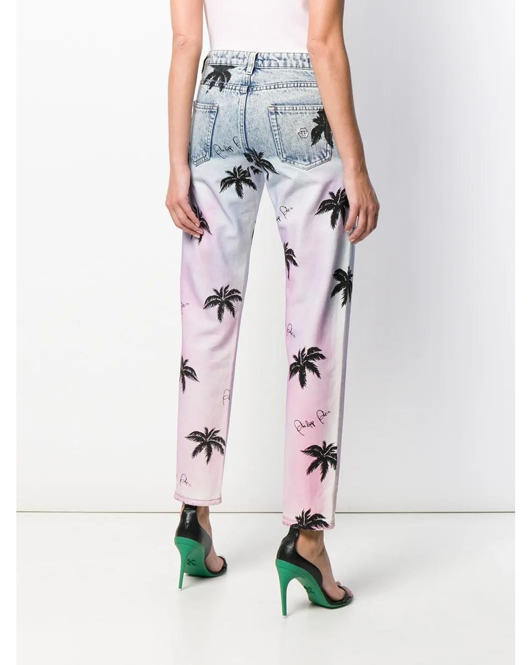 Philipp Plein Blue Printed Boyfriend Jeans