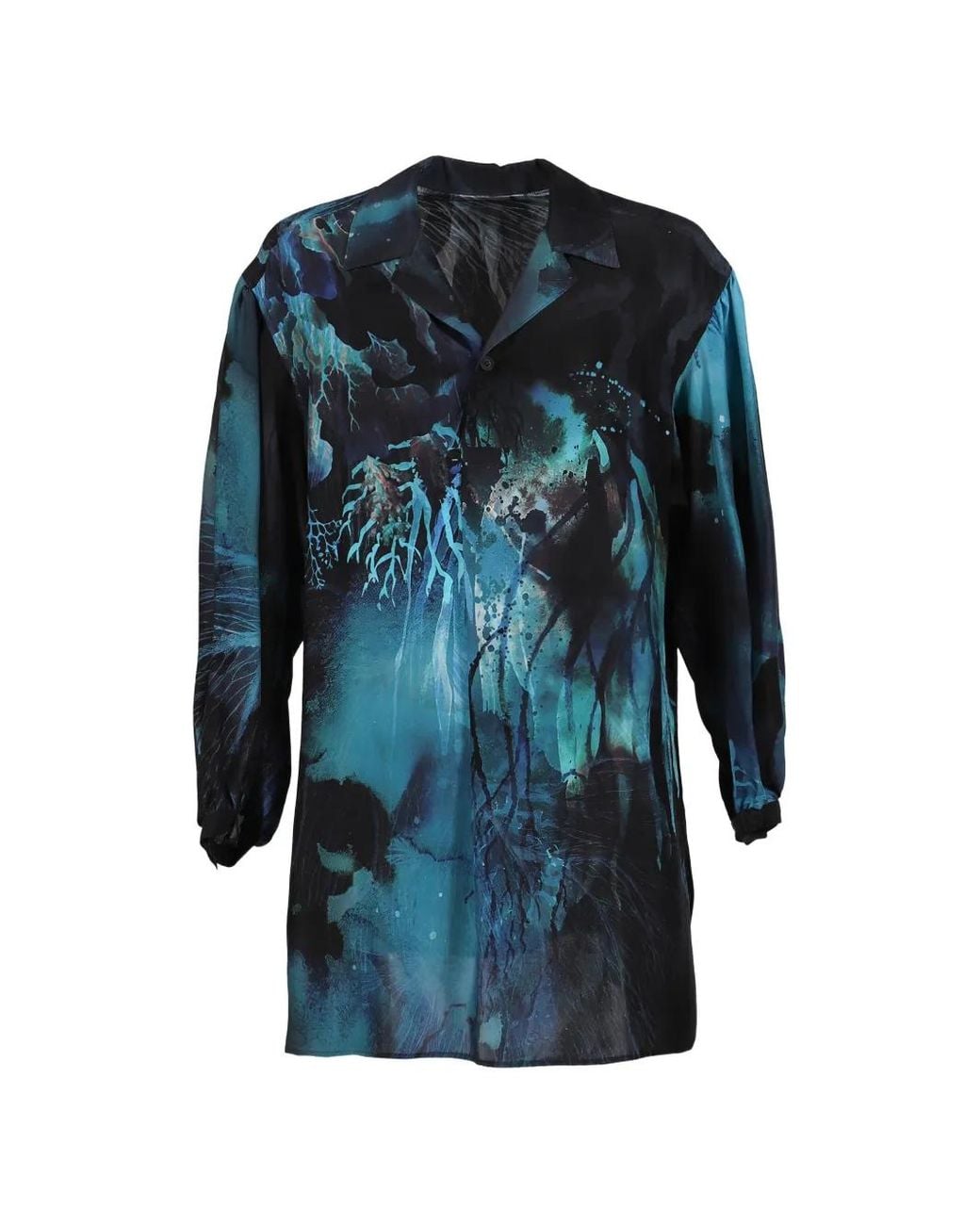 Yohji Yamamoto Blue Printed Collared Shirt for men