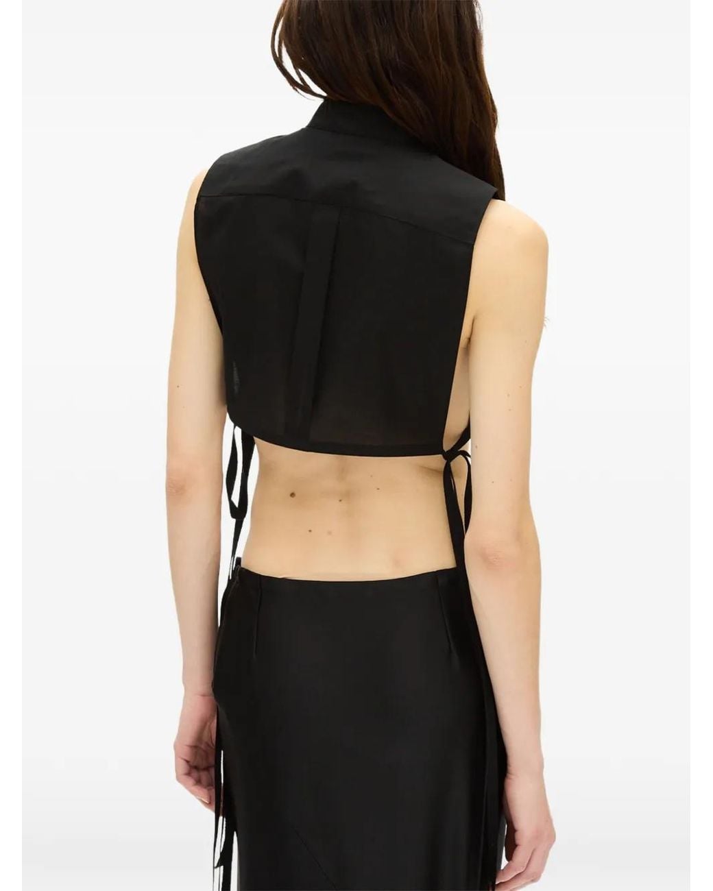 Ann Demeulemeester Black Lace-Detail Sleeveless Top