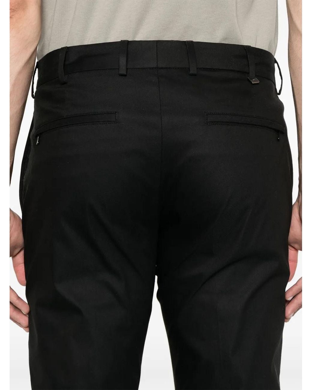 PT Torino Black Logo-Plaque Trousers for men