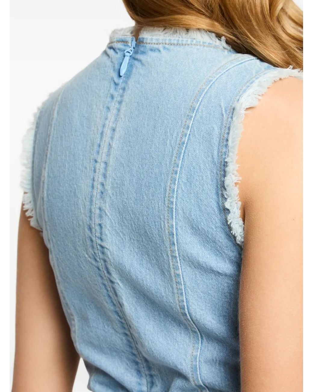 Cinq À Sept Blue Mindie Frayed-Trim Dress