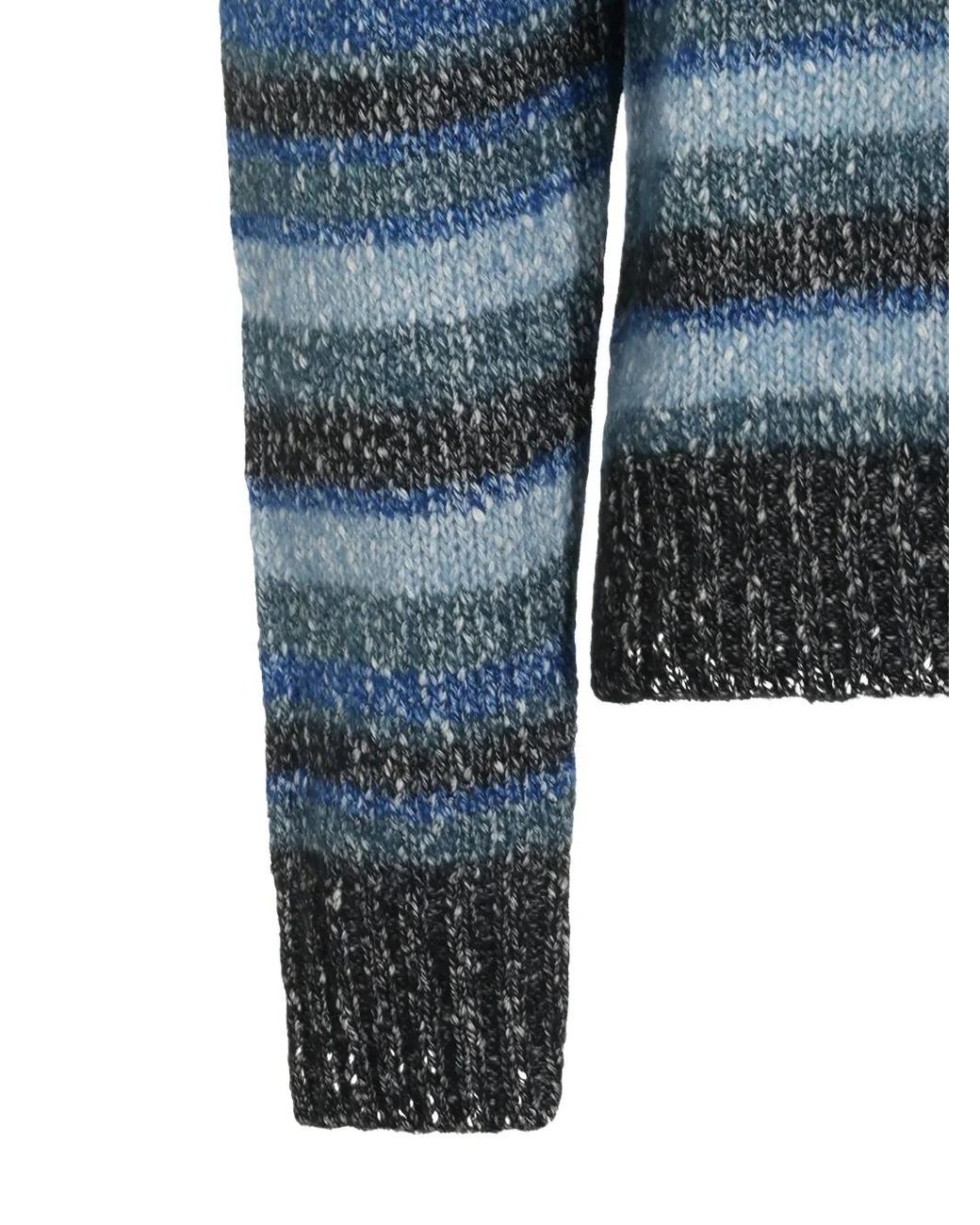 NN07 Blue Erling Striped Polo-Collar Sweater for men