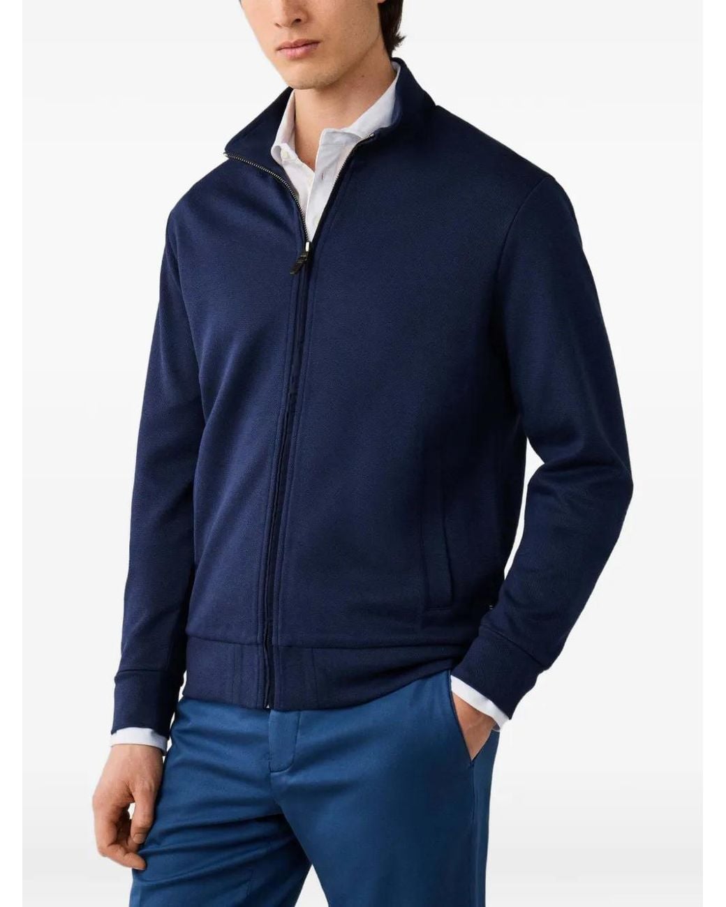 Hackett Blue Sweat À Détail Zippé for men