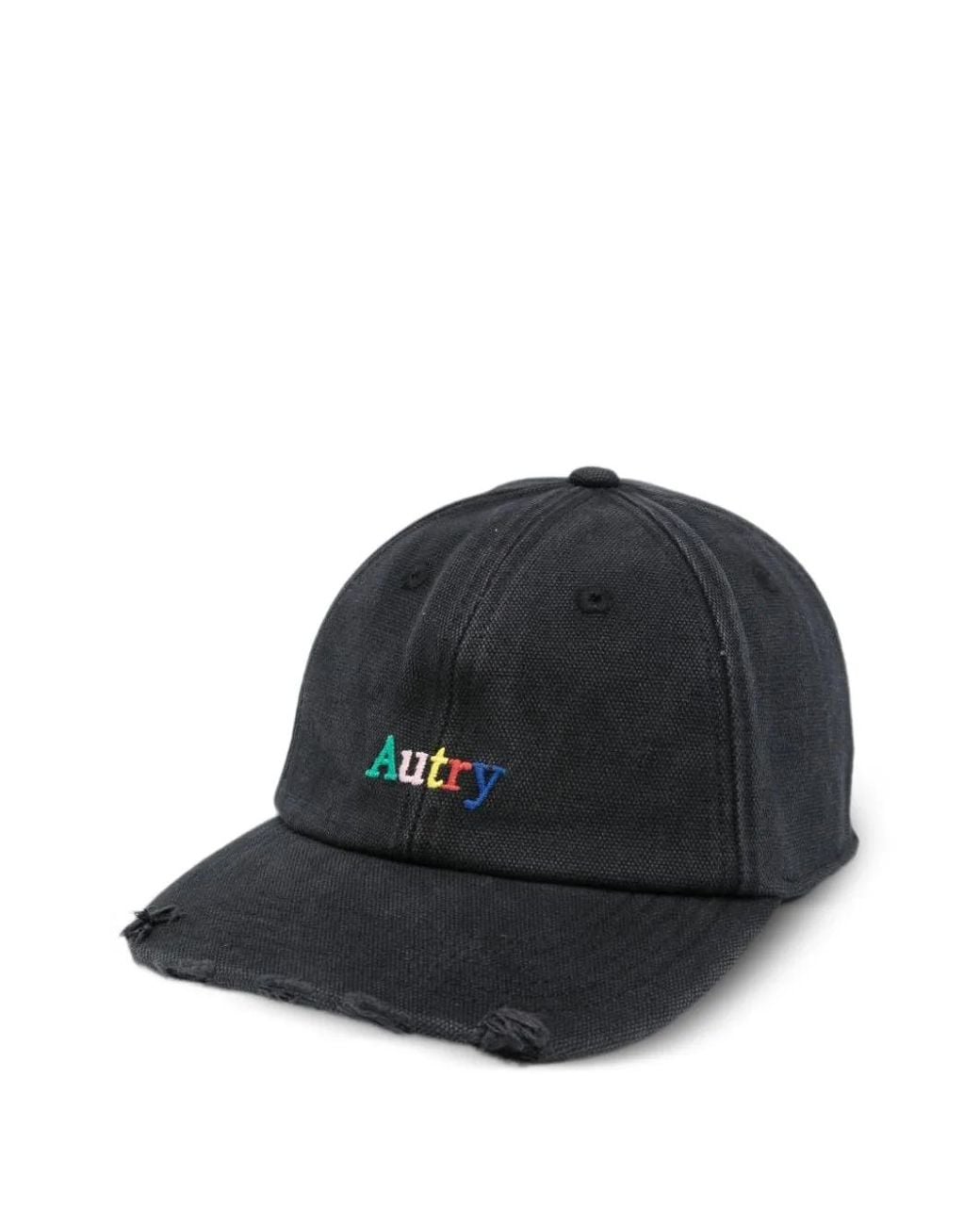 Autry Black Distressed Embroidered-Logo Baseball Cap