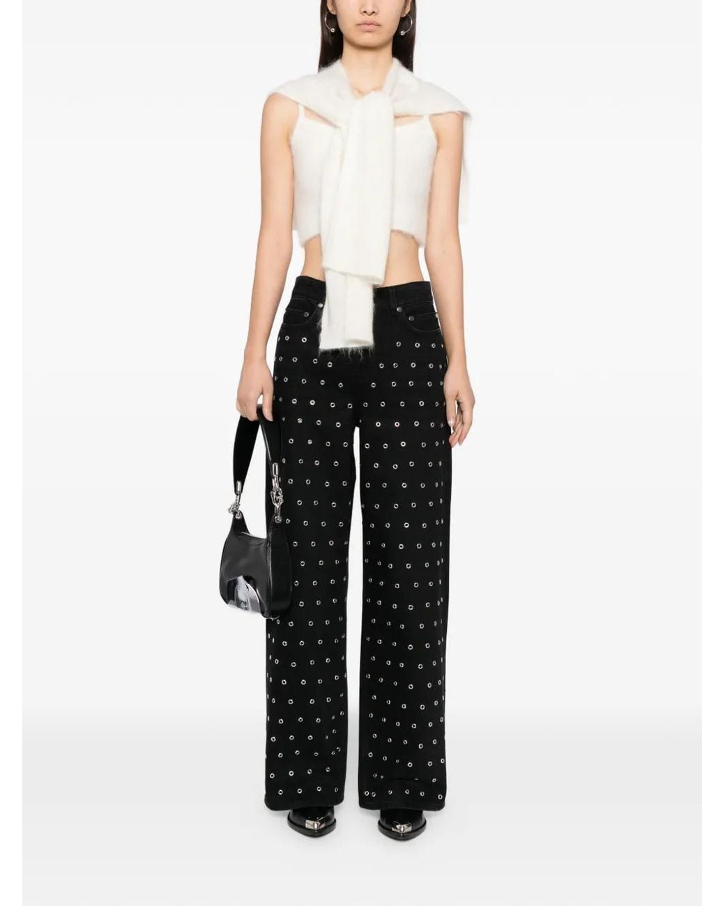 Monse Black Eyelet-Embellished Jeans