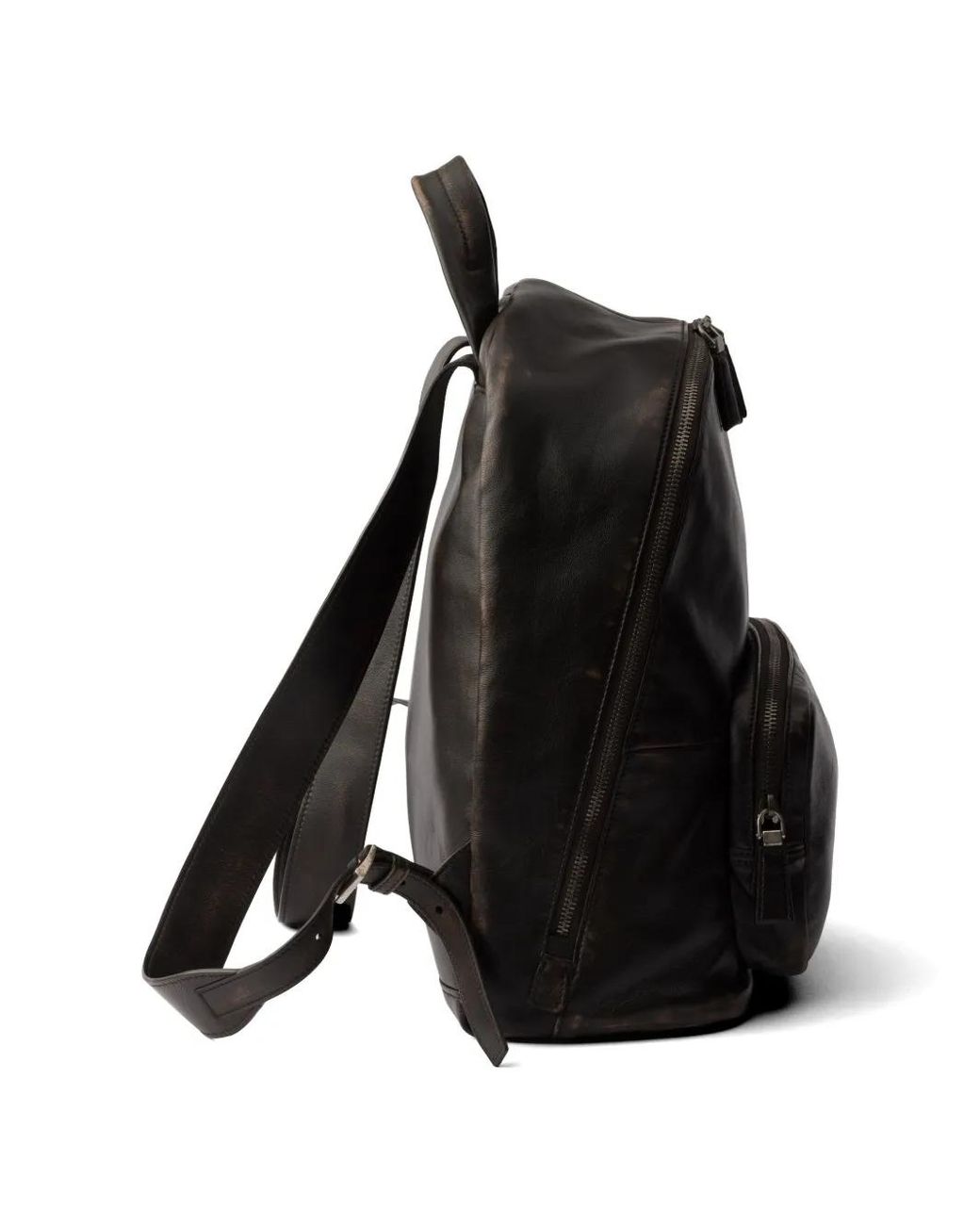 Prada Black Distressed Nappa Leather Backpack for men
