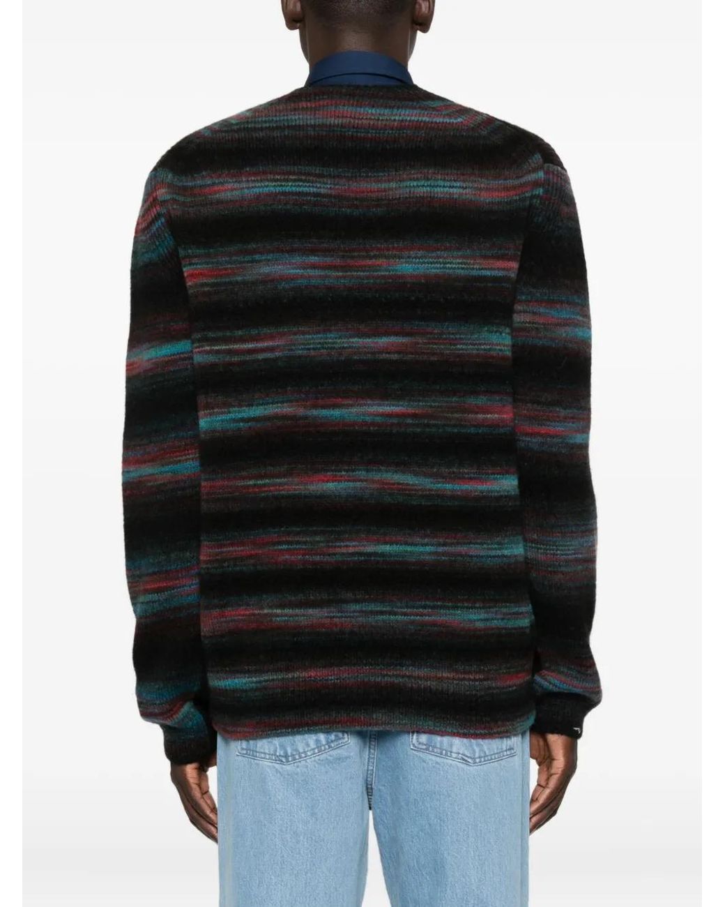 Paul Smith Black Horizontal Striped Cardigan With V-Neck for men