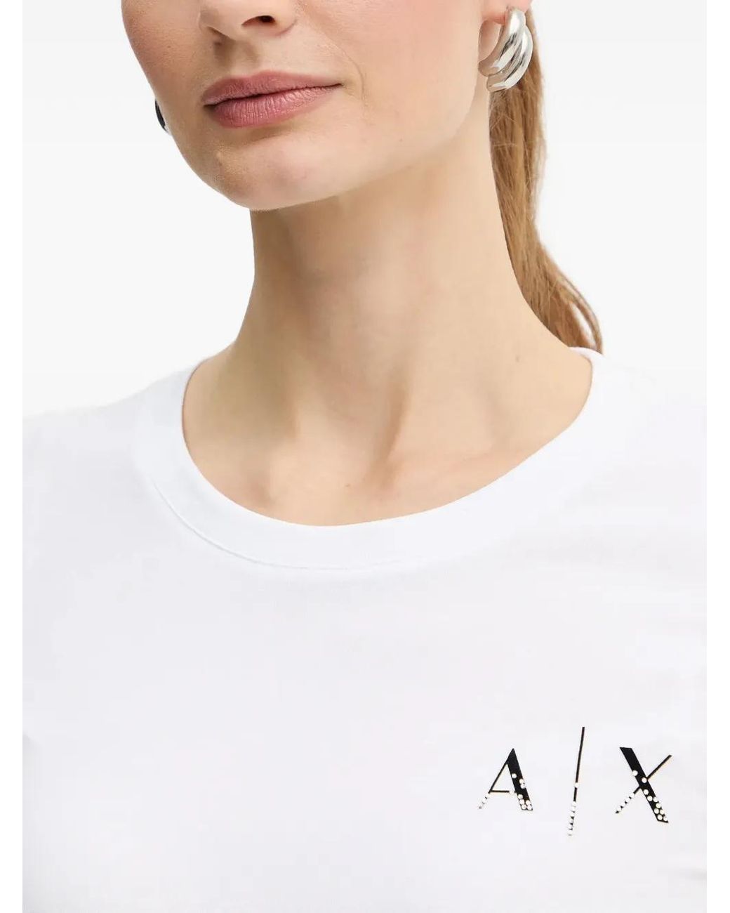 ARMANI EXCHANGE White Logo-Print Crew-Neck T-Shirt