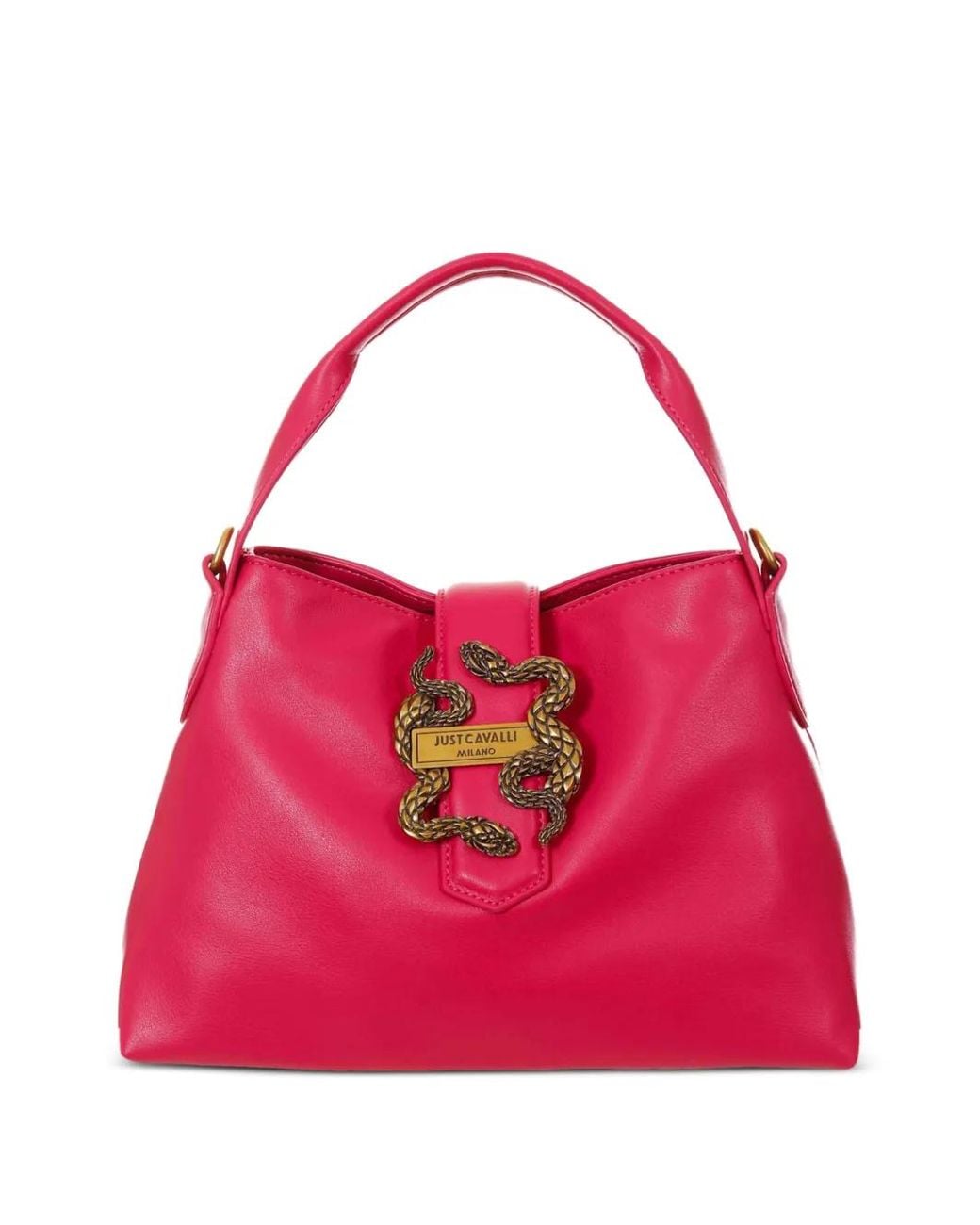Just Cavalli Pink Snake-Buckle Tote Bag
