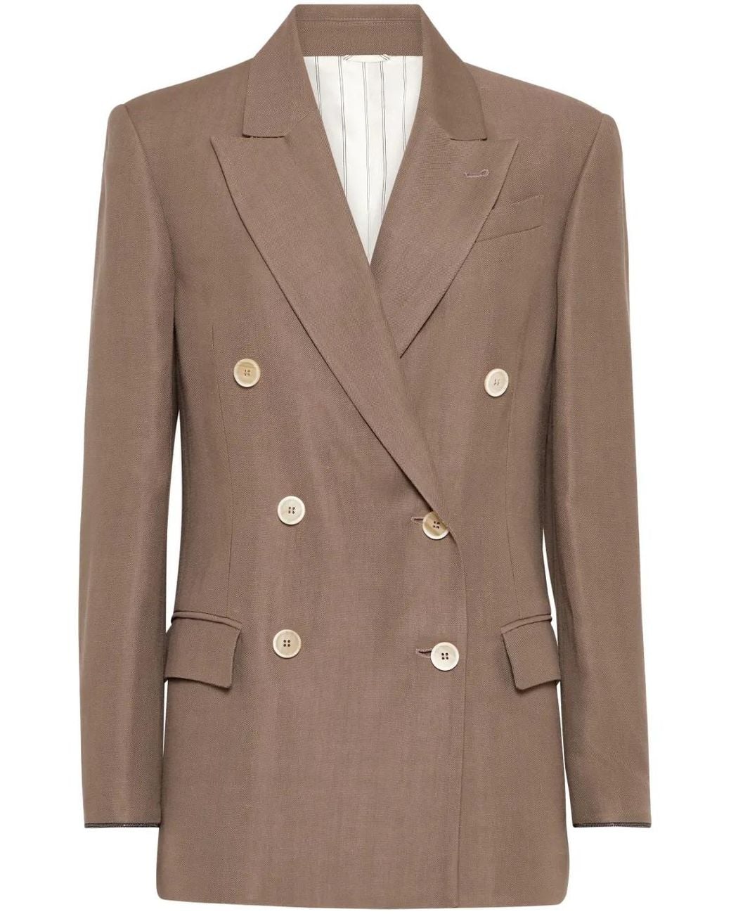 Brunello Cucinelli Twill Blazer Met Monili Detail in het Brown