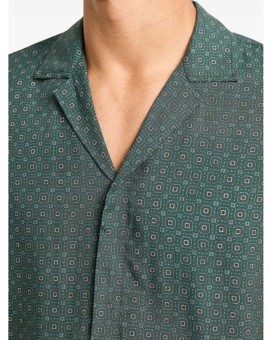 Orlebar Brown Green Maitan Solstice Geometric-Print Shirt for men