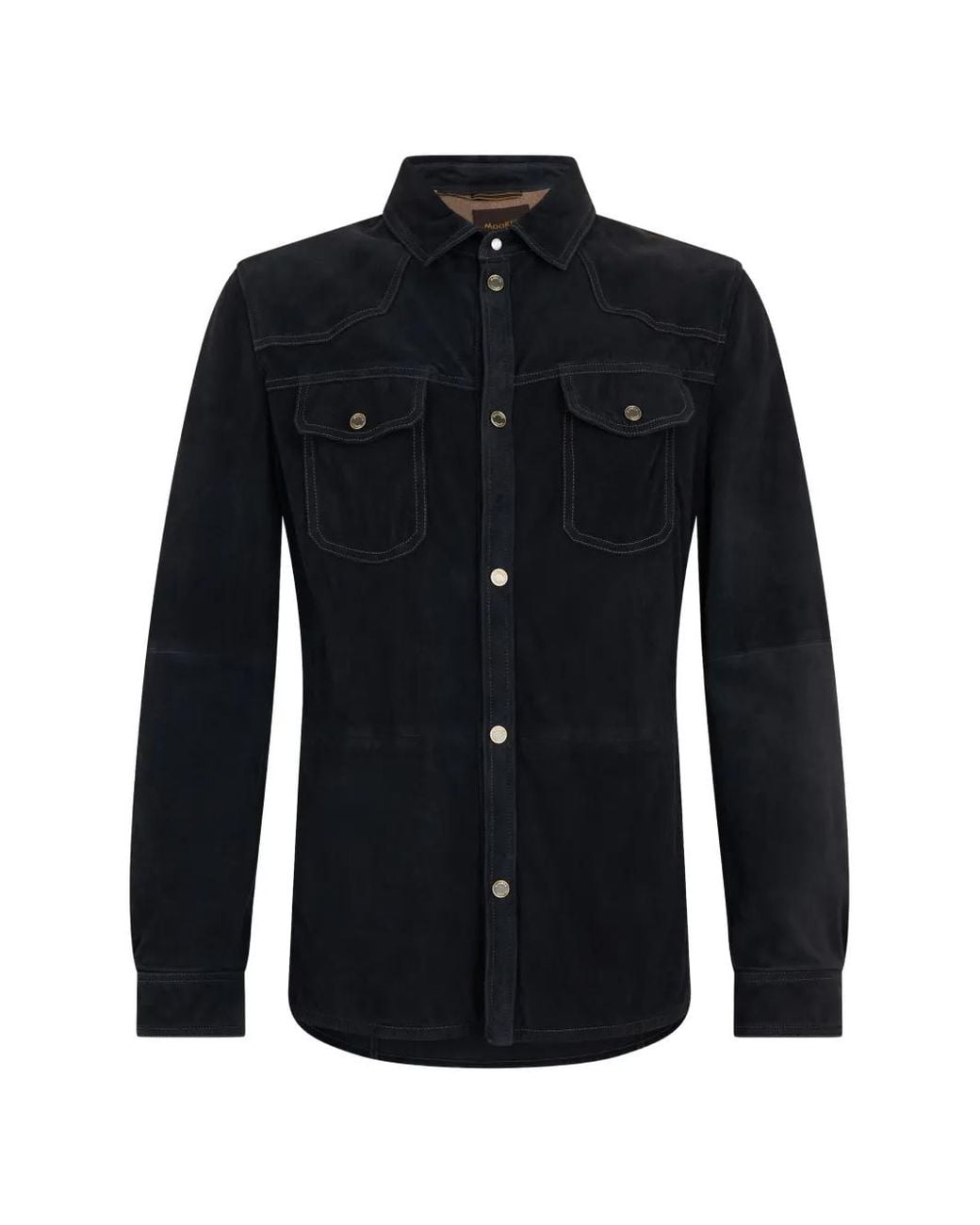 Moorer Blue Veste En Daim À Empiècements for men