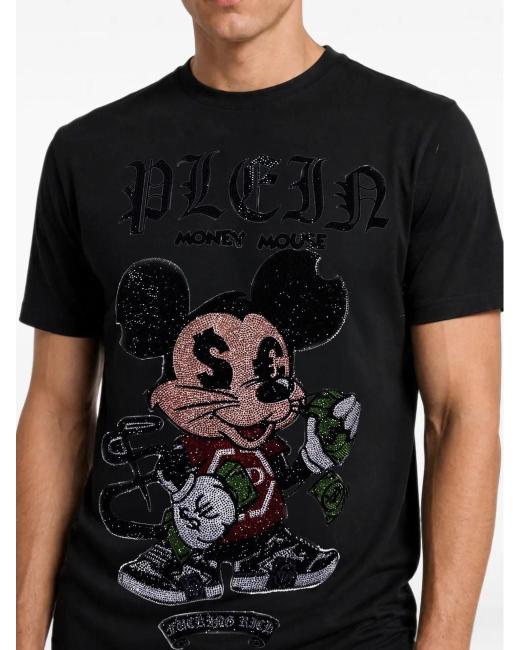 Philipp Plein Black Money Mouse Rhinestone-Embellished T-Shirt for men