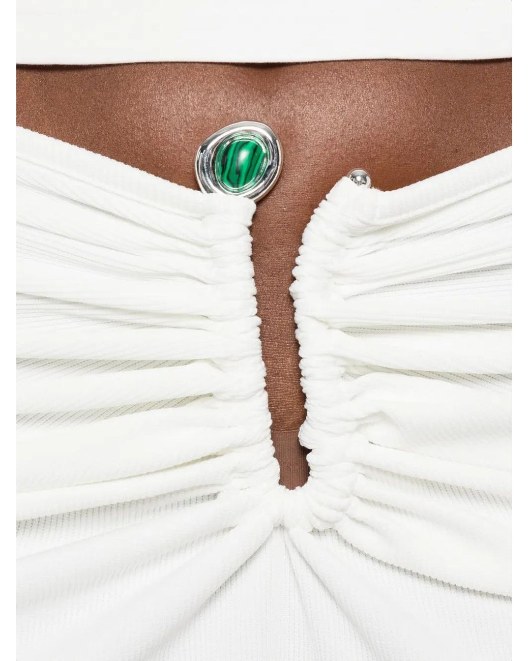 Christopher Esber White Droplet Crystal-Embellished Ruched Maxi Skirt
