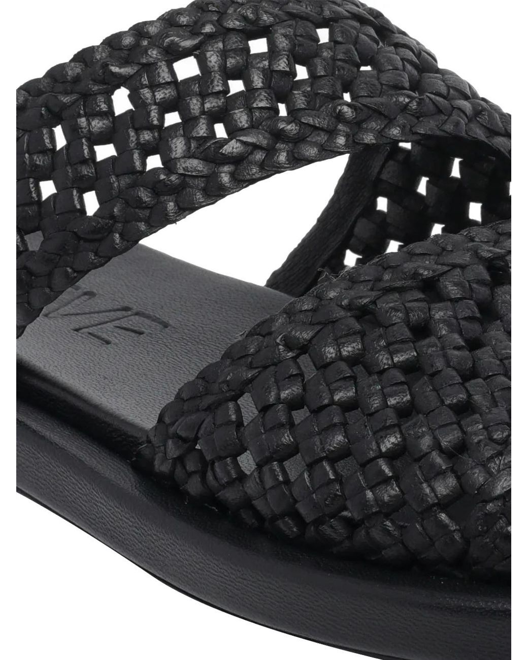 Poeve Black Delphine Woven Leather Sandals