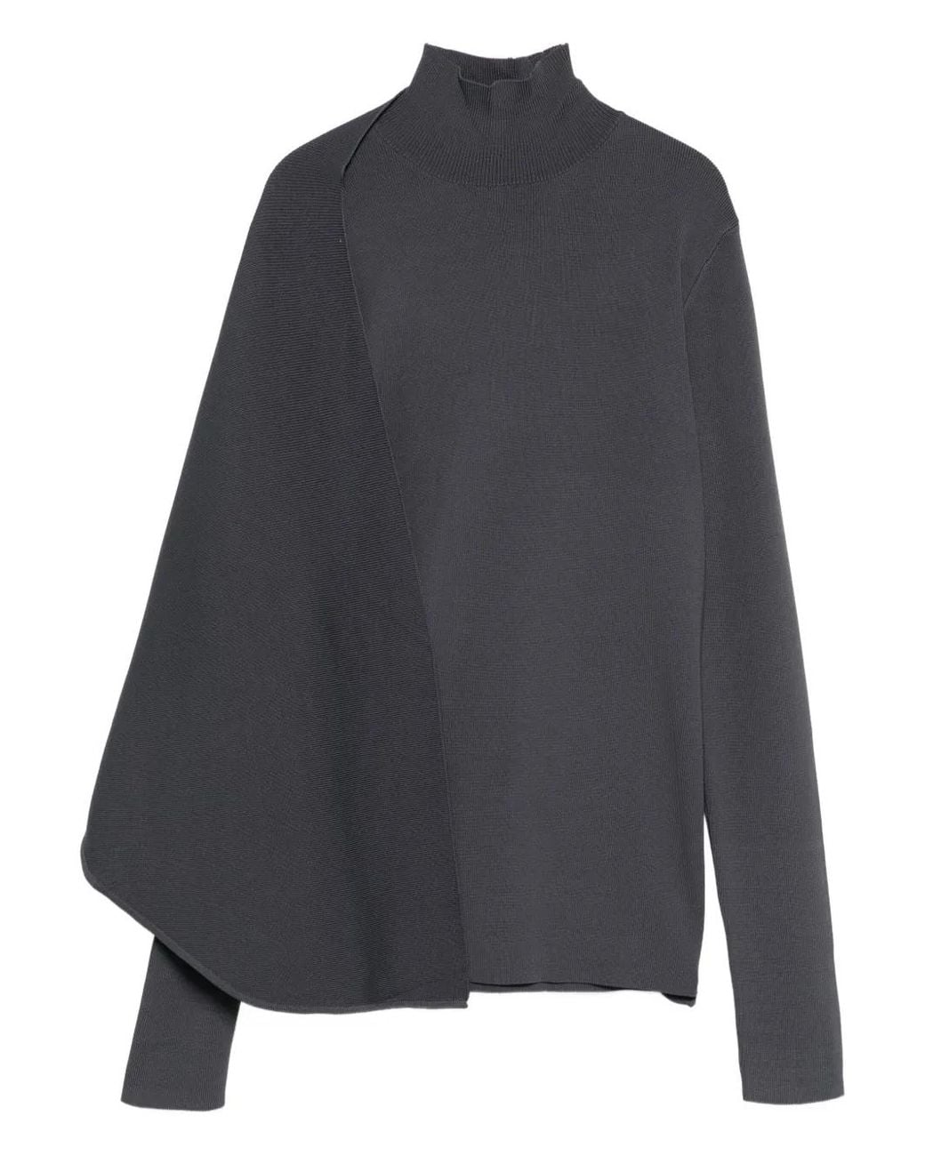 Entire studios Gray High-Neck Wrap Sweater