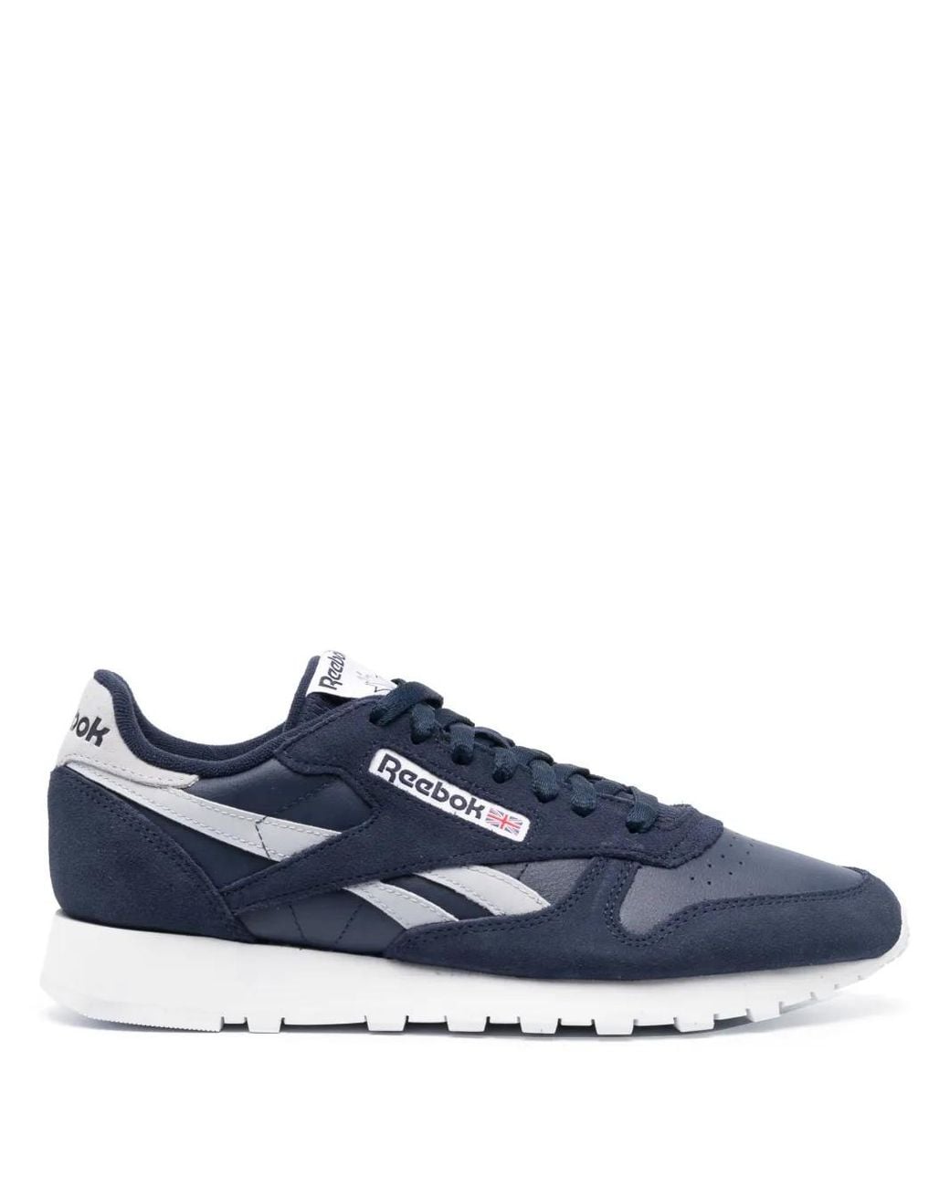 Reebok Blue Logo-Patch Suede Sneakers for men
