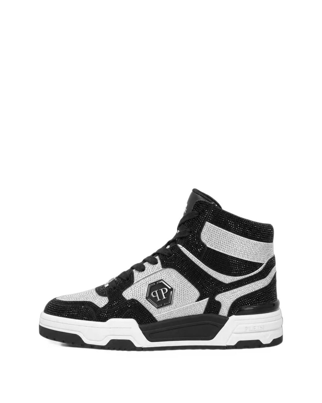 Philipp Plein White Mid-Top Predator V2 Strass Sneakers