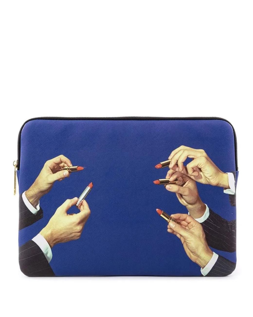Seletti Blue Lipstick Print Laptop Case
