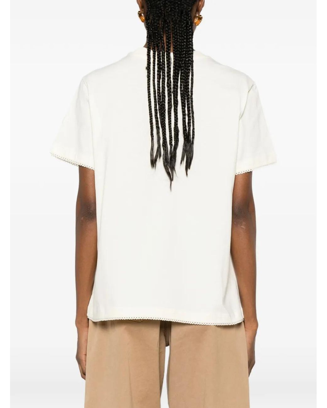 Moncler White Ribbed Crew Neck Short Sleeve Top