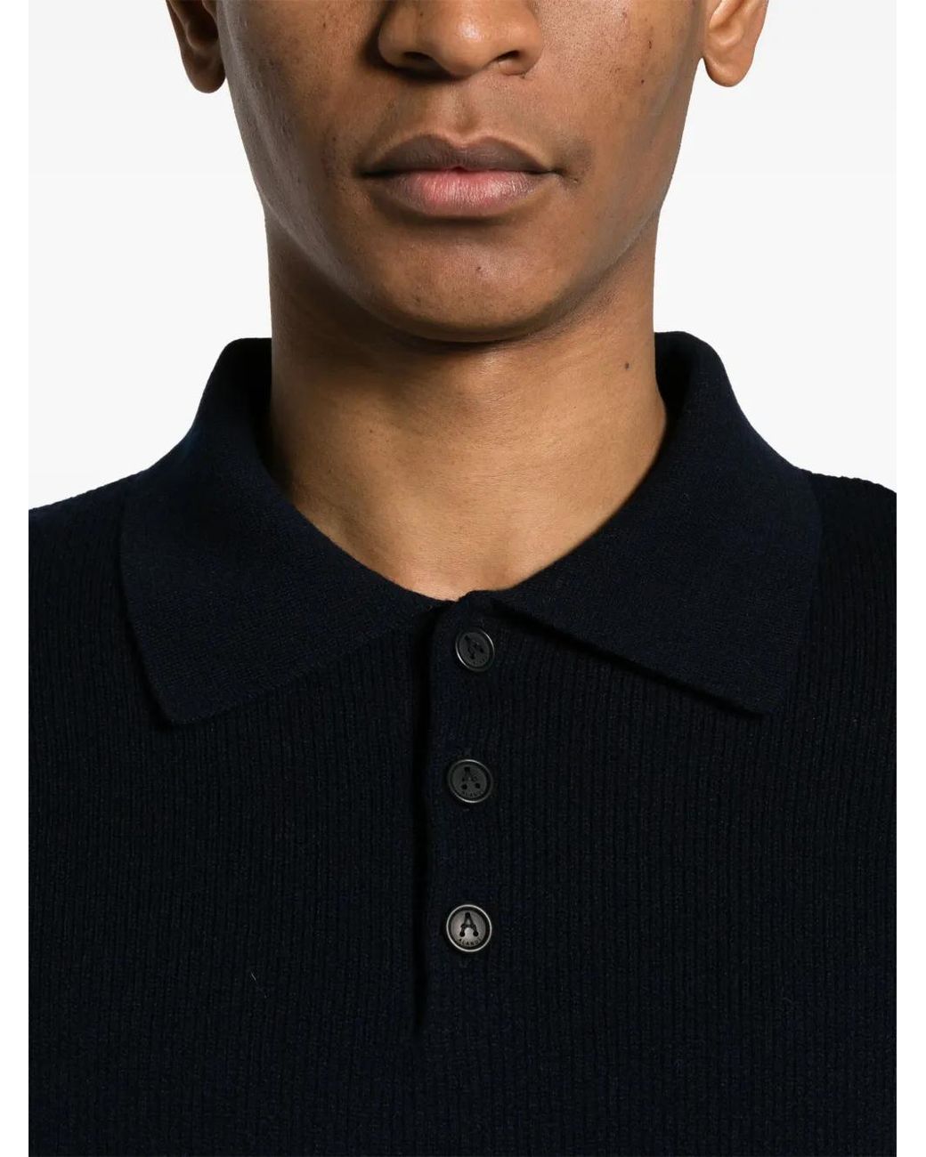 Alanui Blue Finest Ribbed Polo Top for men