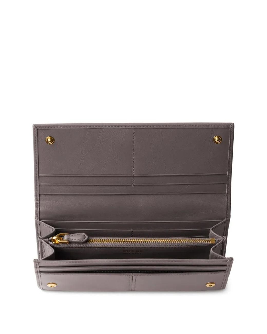 Prada Gray Large Triangle-Plaque Wallet