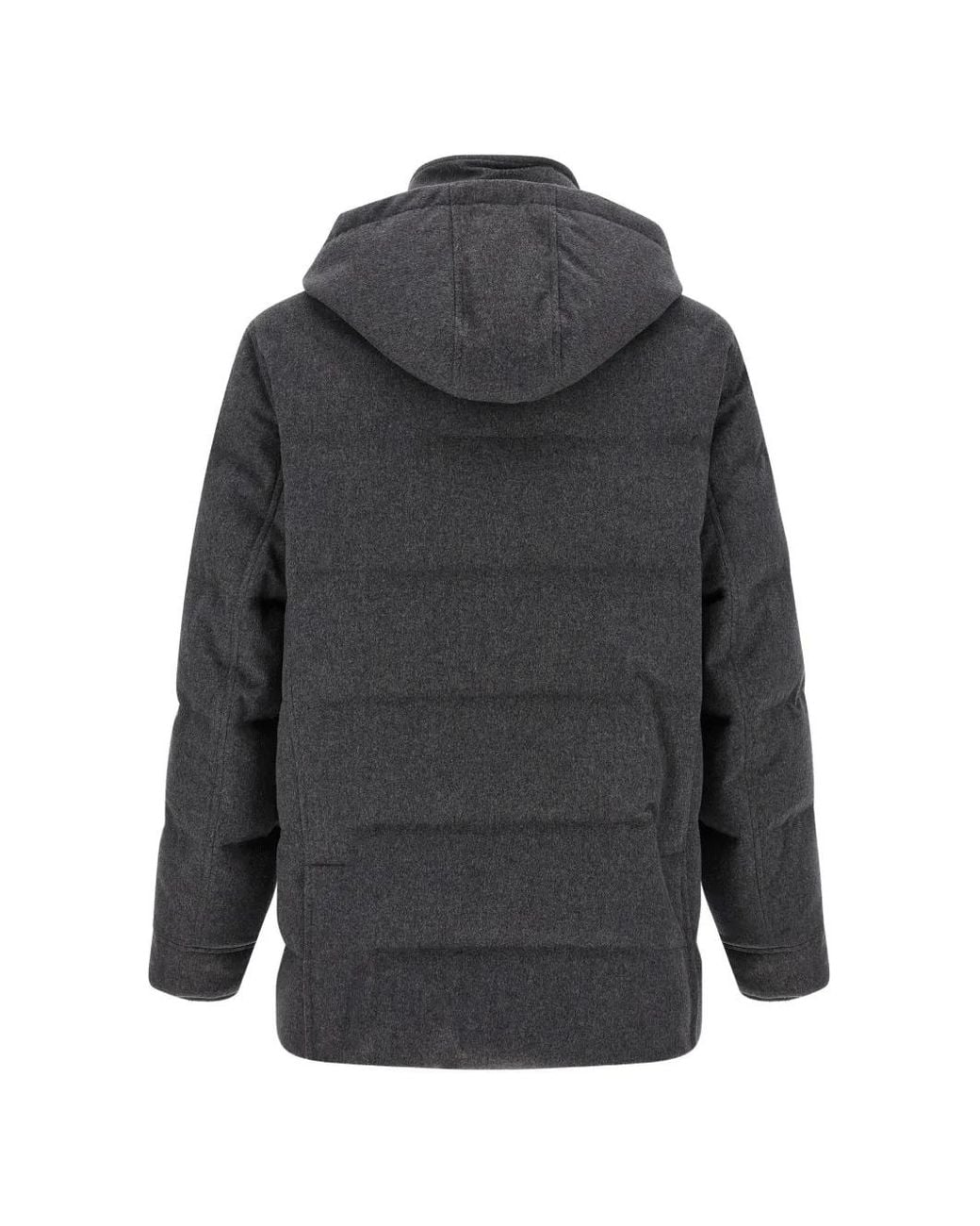 Brunello Cucinelli Gray Quilted Wool Parka for men