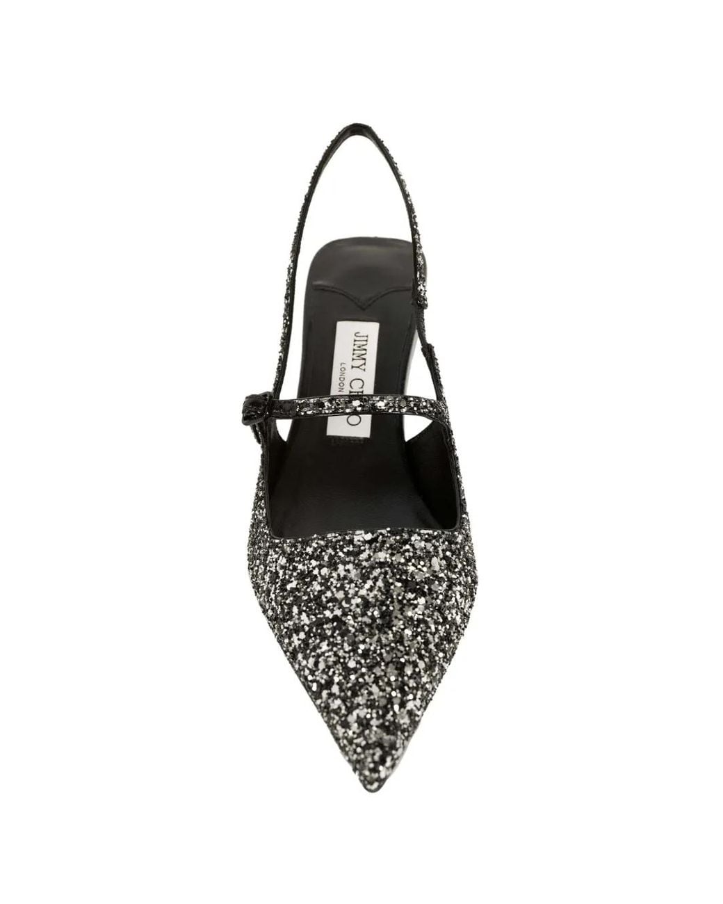 Jimmy Choo White Didi Glitter-Effect Slingback Pumps