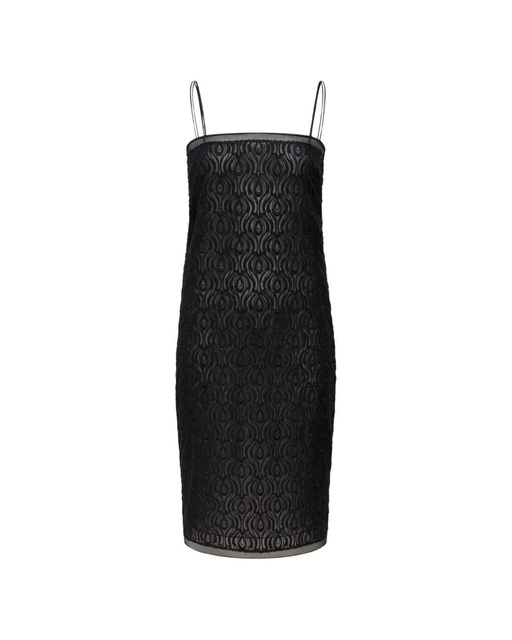 Another Tomorrow Black Embroidered Mini Dress